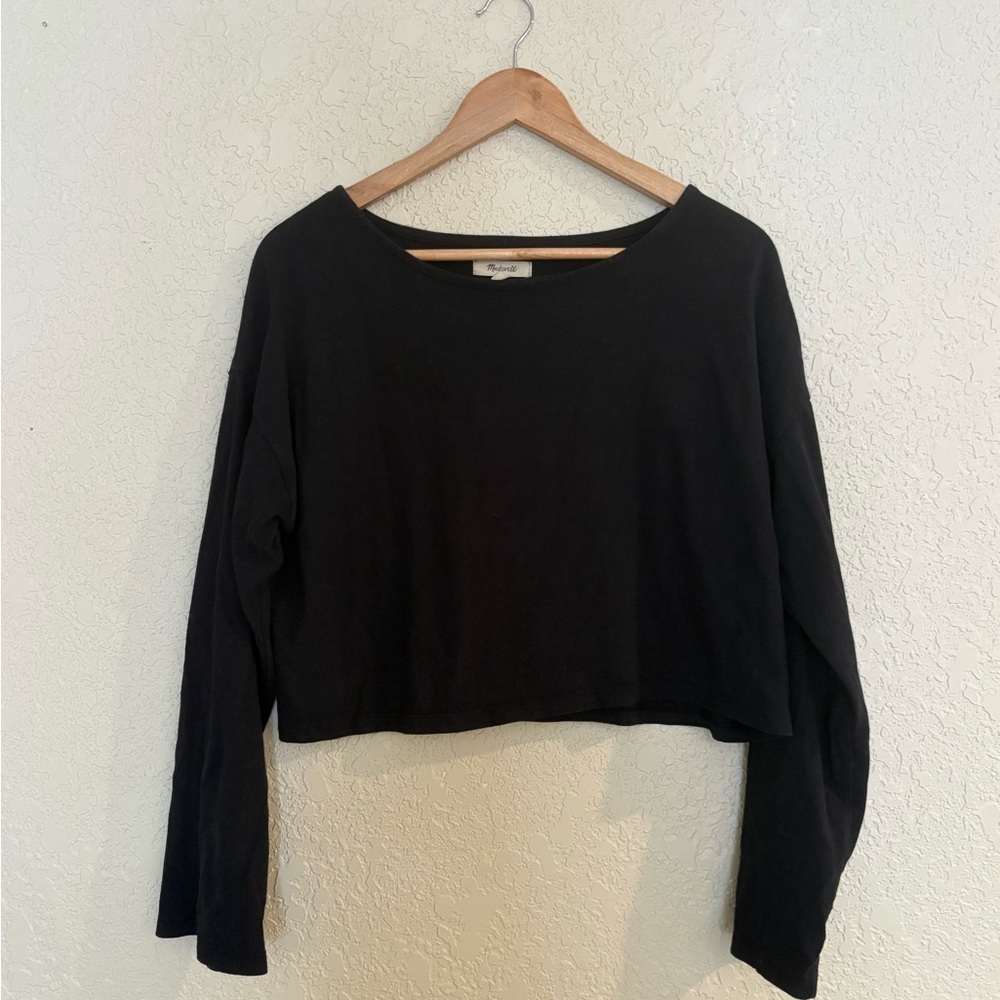 Madewell Black Crop Blouse